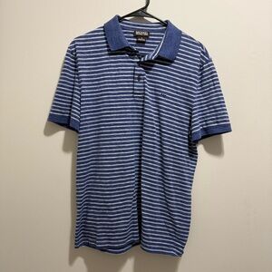 Michael Kors Men's Navy and White Striped Polo